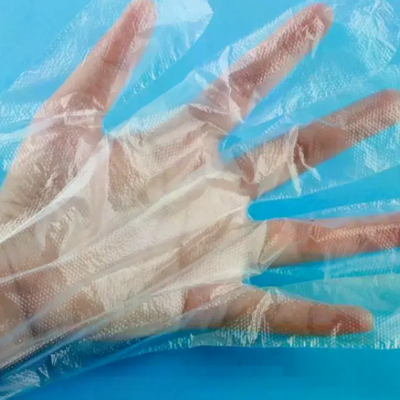 100/200pcs Latex Free Gloves PE Disposable Gloves Transparent Non-Slip Acid Work Safety Food Grade Household Cleaning Gloves