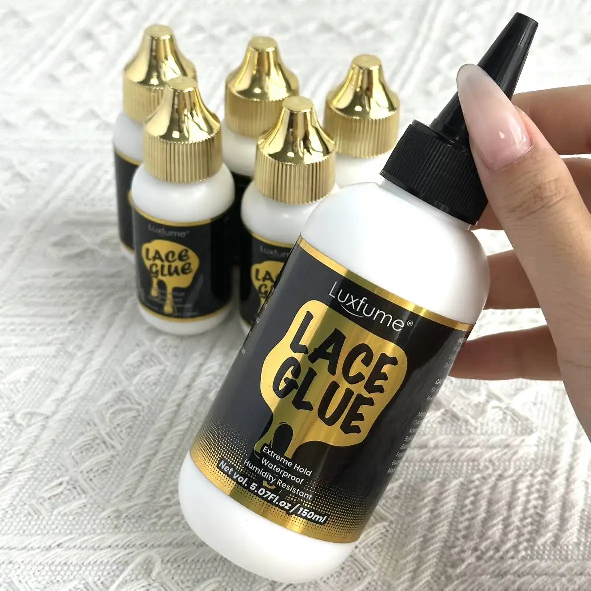 Pegamento para peluca de encaje frontal de 38/150ml, adhesivos de pegamento para el cabello resistente al agua, pegamento para sistema de cabello de peluca de encaje de sujeción fuerte, pegamento para el cabello de 38ml