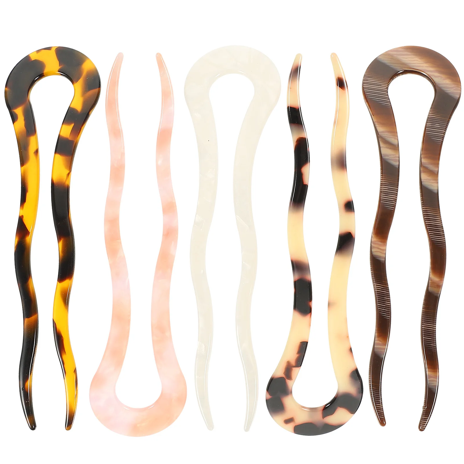 

5Pcs Vintage U-Shaped Hairpins Acetate Hair Clips for Women Retro Elegant Headwear Party Travel Daily Life Vintage Hair Forks