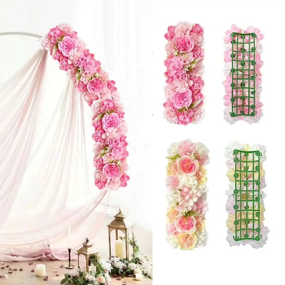 

Simulated Artificial Flower Wall Panel DIY 3D Wedding Road Lead Silk Rose Flowers 50cm Fake Flower Backdrop Home Ornaments