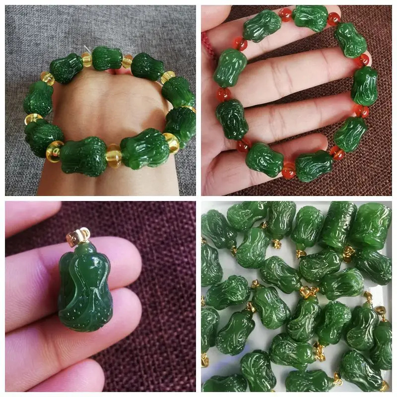 

Factory Hetian Jade Small Cabbage Pendant Bracelet Jewelry Carving