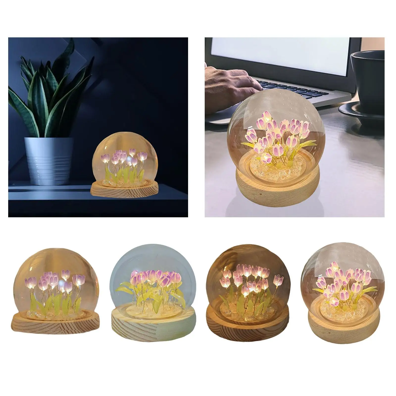 ไฟกลางคืนอุปกรณ์โคมไฟเหล็กแบบ DIY พร้อมโดมสำหรับตกแต่งของขวัญแต่งงานวันเกิด