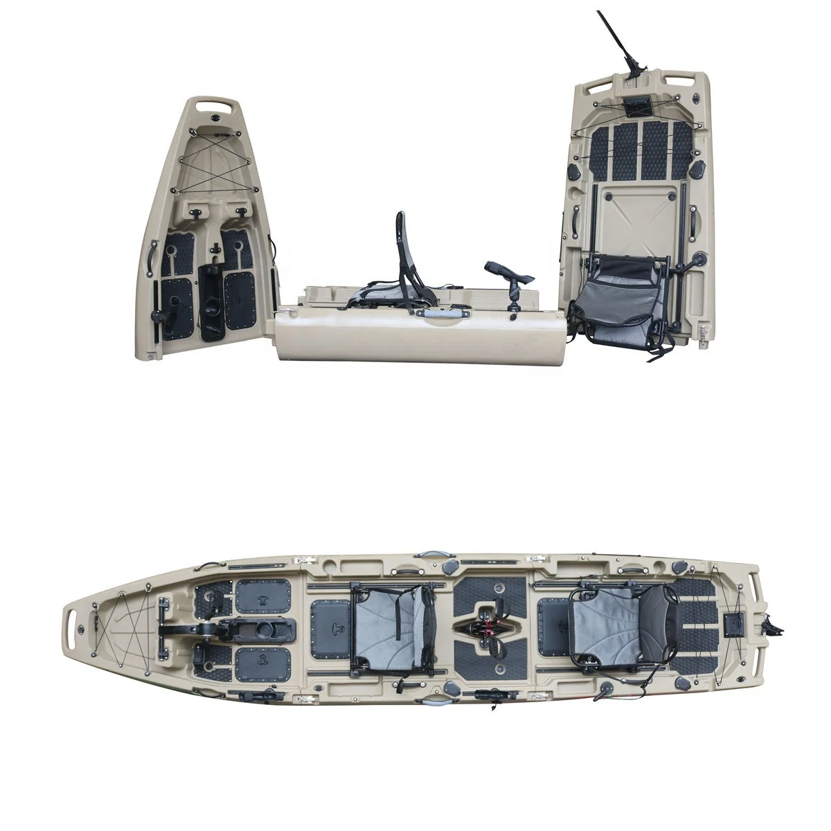14TF Modular Fishing Boat Detachable Foot Pedal Kayak Fishing Gear Included Plastic Pedal Kayak Electric Battery New Design 2025