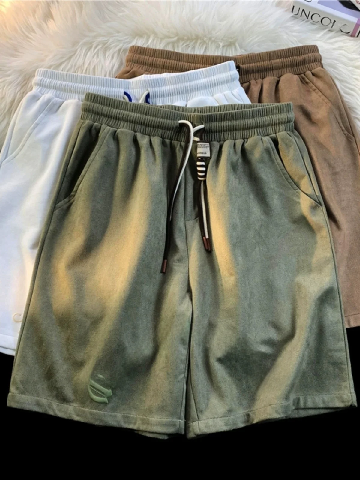 

Свободные мужские шорты, летние повседневные американские баскетбольные шорты с прямыми штанинами из замши, дышащие, удобные, модные