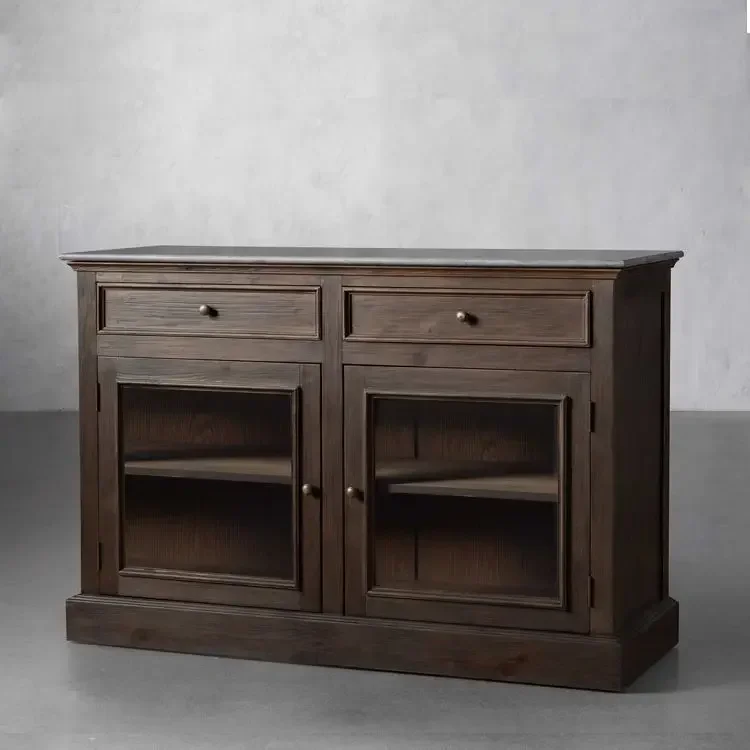 

American side Solid wood wine cabinet European side Locker with door Kitchen storage