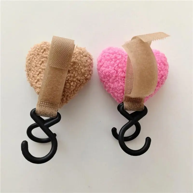 CORB Baby Strollers Hook with Plush Heart Design, Pushchair Hanging Organiser For Shopping Bags Travel Essential
