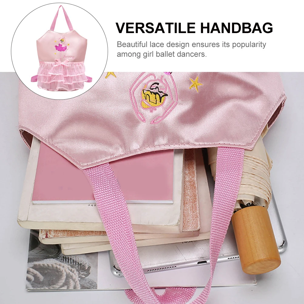 

Розовый регулируемый балетный рюкзак с кружевным дизайном для девочек, универсальная сумка через плечо для хранения, для балерин, очаровательный, для танцев