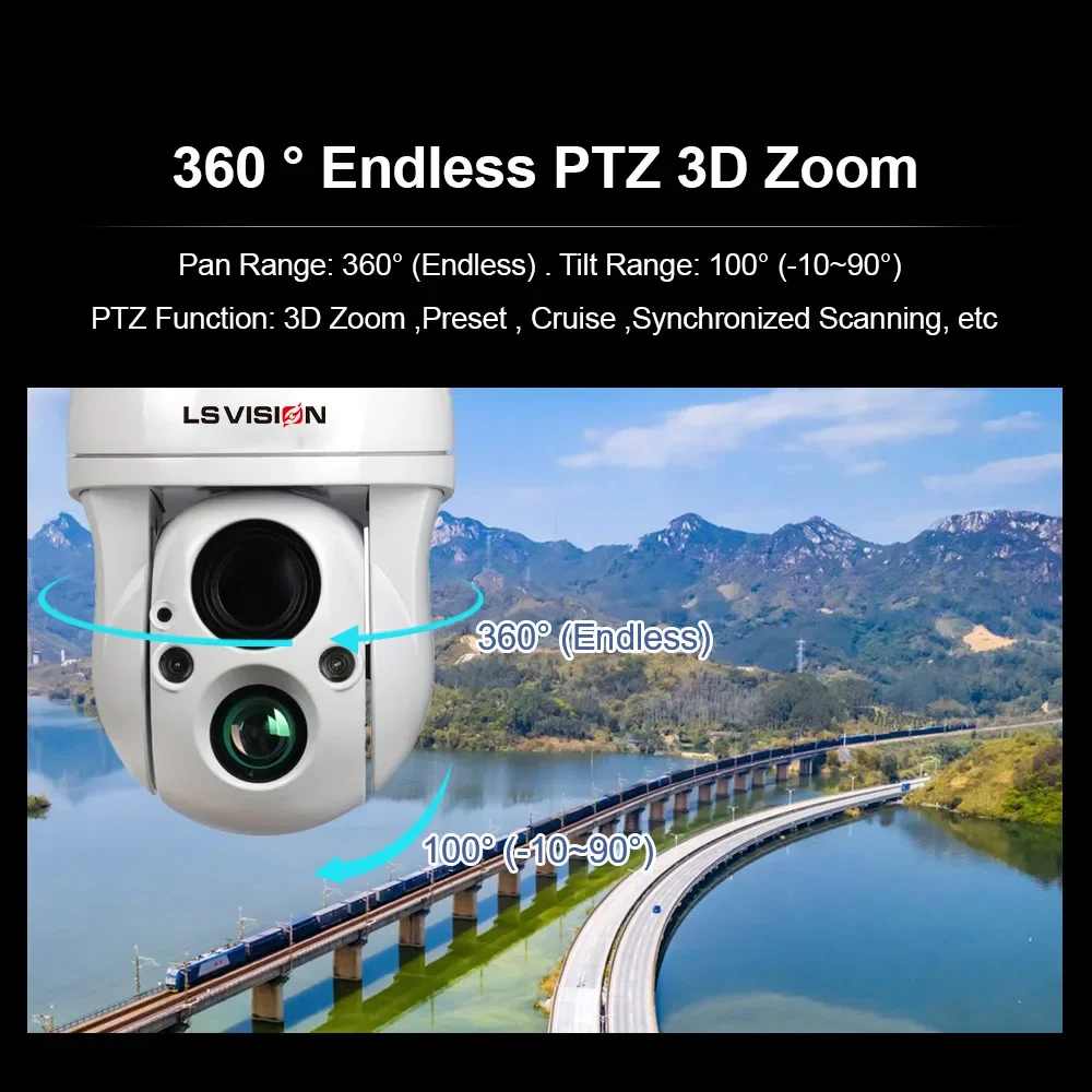 LS VISION Telecamera IP di sorveglianza di sicurezza esterna da 4 MP/8 MP con sirena incorporata e opzioni di archiviazione su scheda Micro SD Telecamera di rete