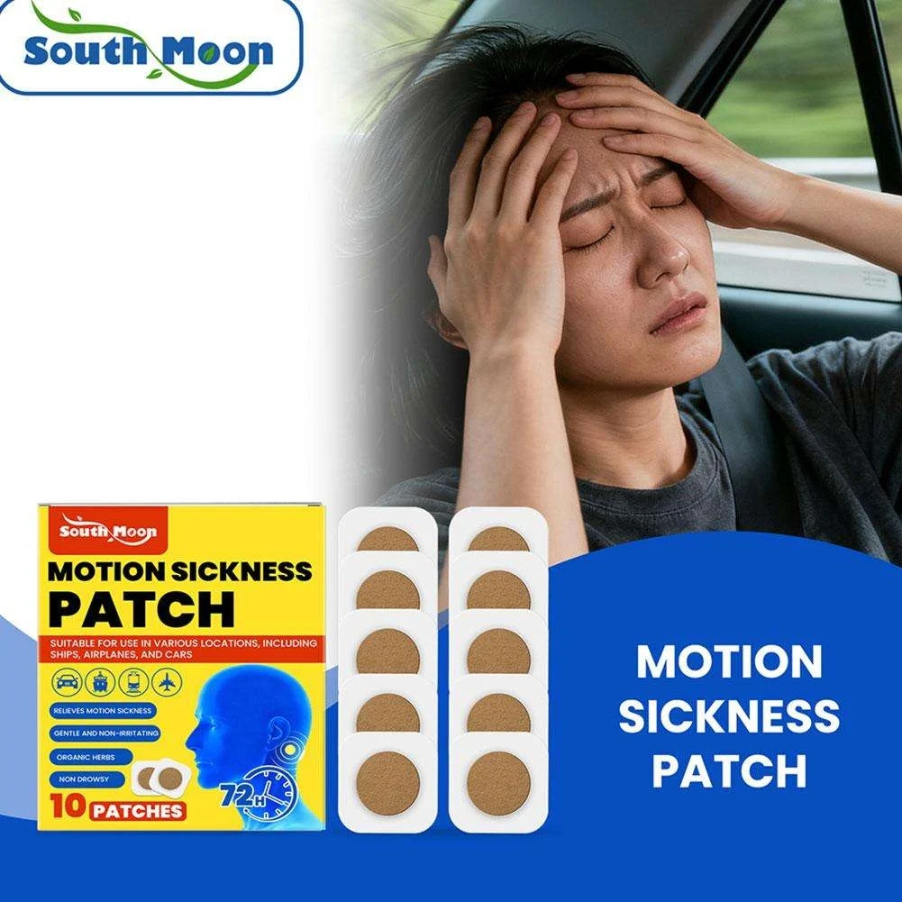 Herbal Motion Sickness Patches Non Drowsy 10pcs 72 Hours Lasting Anti Seasick Stickers For Car Airplane Travel Children Adults