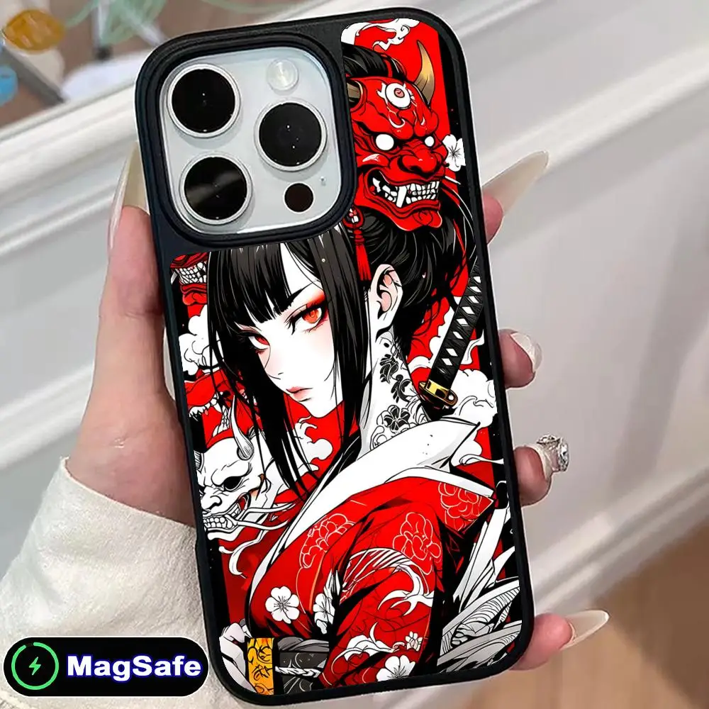 

Geisha Tattoos Mobile Phone Case for iPhone 17 16 15 14 13 12 11 Air Pro Max Plus Magsafe Matte Surface Colorful Cover Cover