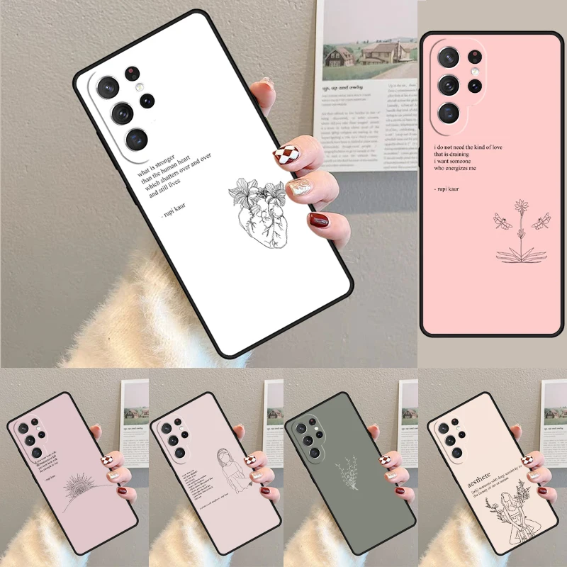 Cover For Samsung Galaxy S24 Ultra S21 S22 S8 S9 S10E Note 10 20 Plus FE S23 Minimal Aesthetics Flowers Phone case Coque