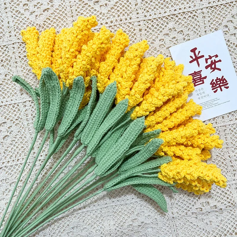 Barley Immortal Flower Bouquet Hand-crocheted Artificial Yarn Flower  Graduation Season Gift