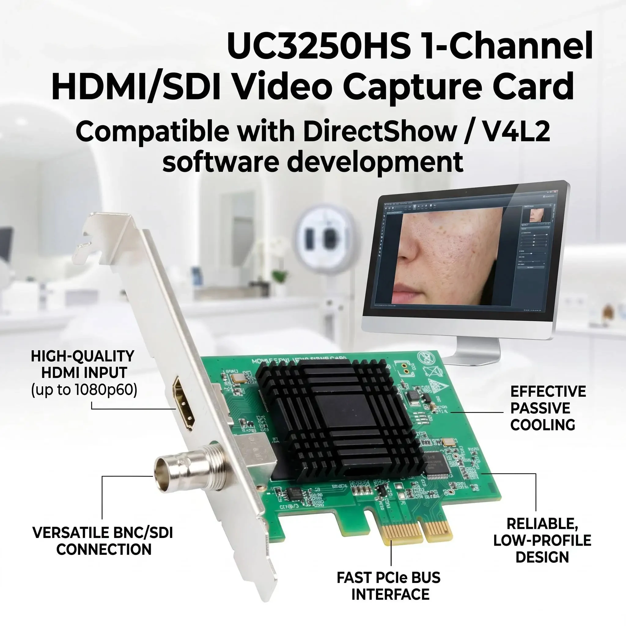 UC3250HS HD Video Capture Card Box Win11 Linux Zoom 1080p OBS Vmix Wirecast Streaming 4 Channel HDMI SDI Broadcast PCI Express