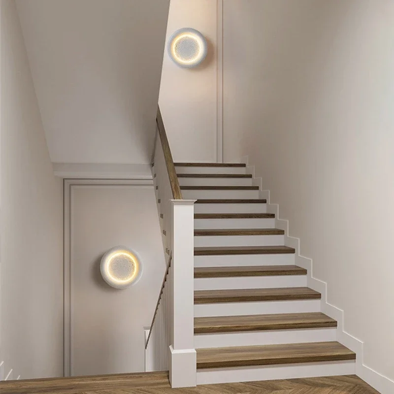Wabi sabi wall lamp Indoor Gypsum White moon lamp Creative Starry Bedroom Bedside Corridor Stair Decorative nightstands lamp
