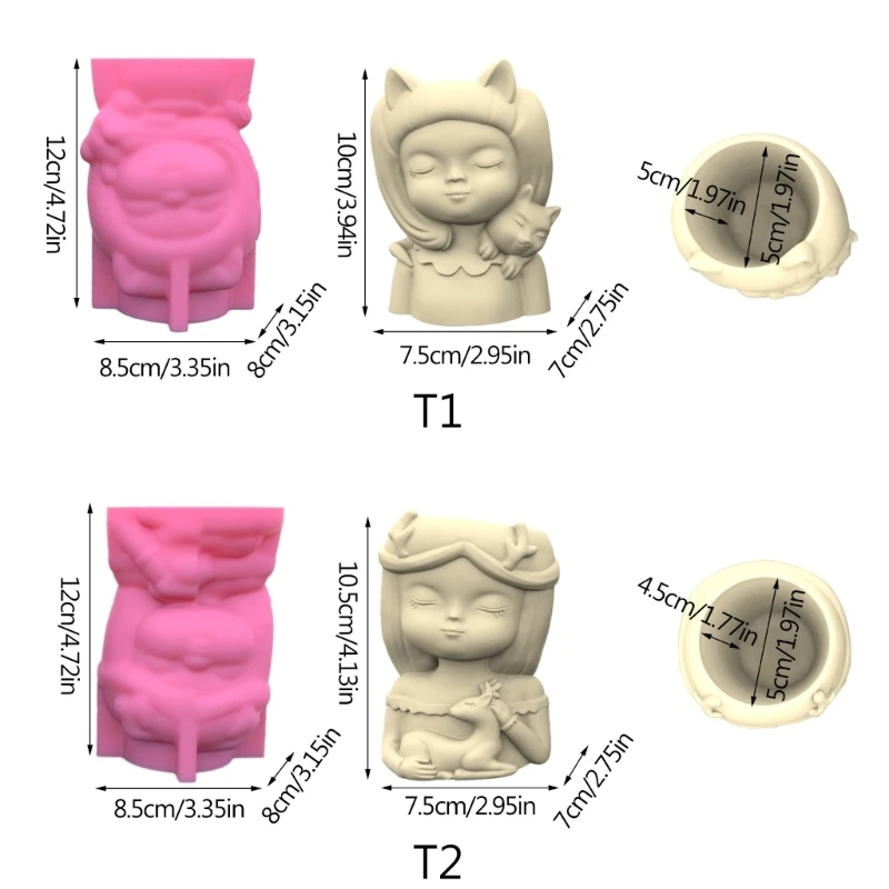 Planter Silicone Mold Girl and Puppy Container Resin Molds DIY Garden Ornament