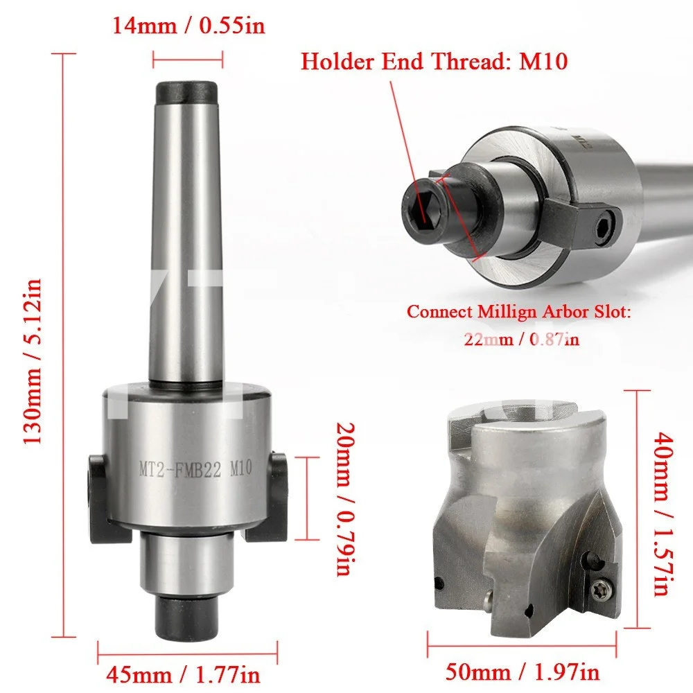 MT2 FMB22 M10 MT3 FMB22 M12 MT4 FMB22 Shank BAP400R 50 22 Face Milling CNC Cutter + 10pcs APMT1604 Inserts For Power Tool