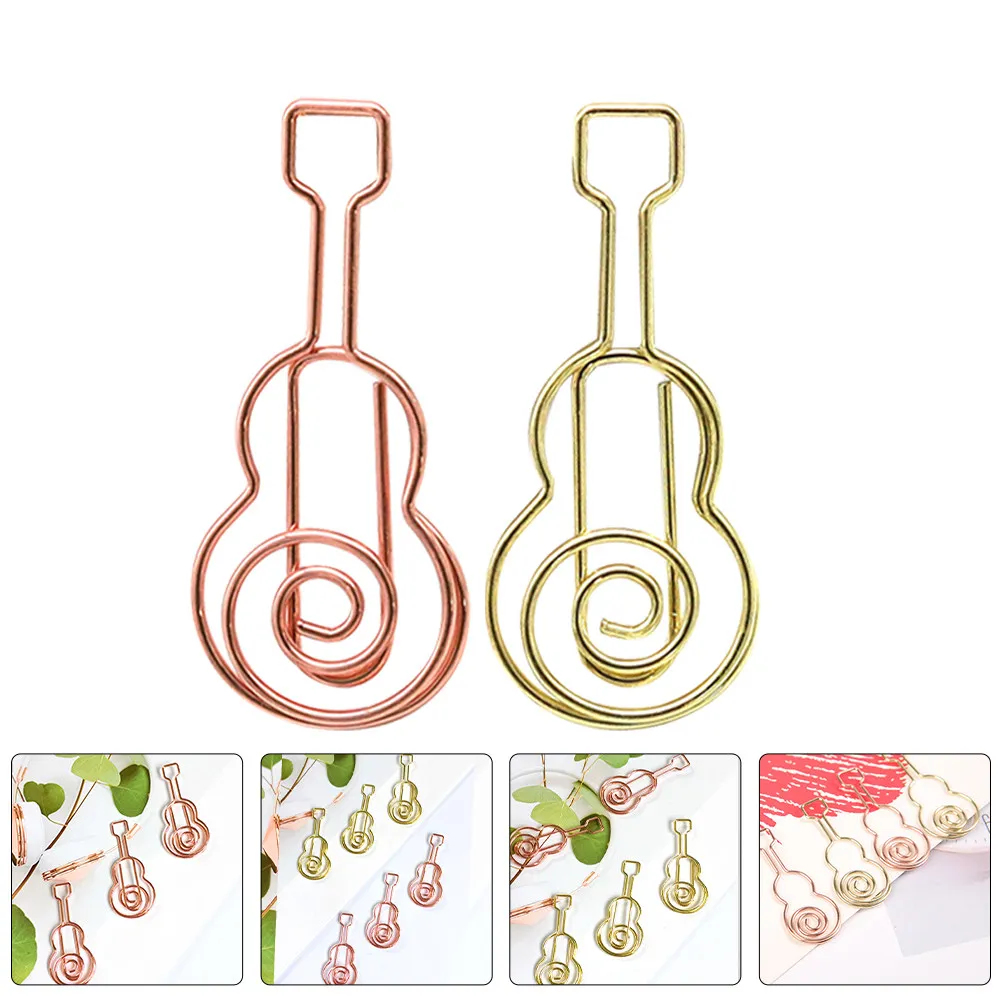40Pcs Guitar Design Metal Paper Clips Music Instrument Themed Page Marking Clips for Planner Notebook Diary Organization Cute