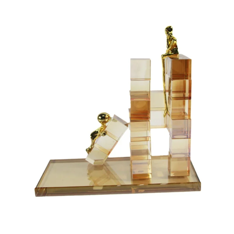 

Simple modern art crystal glass metal figure sales office model room home desktop creative soft decoration