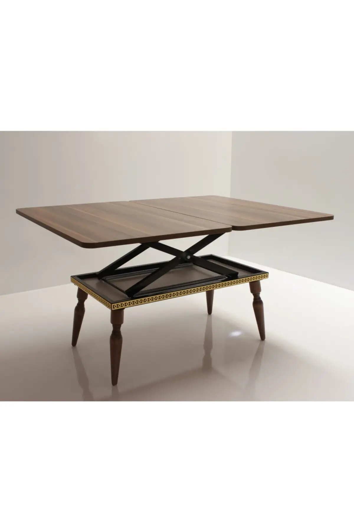 DOLBOVI Leyla Smart Magic Coffee Table 3 Stage Long Wooden Freestanding Walnut Coffee Table image 2