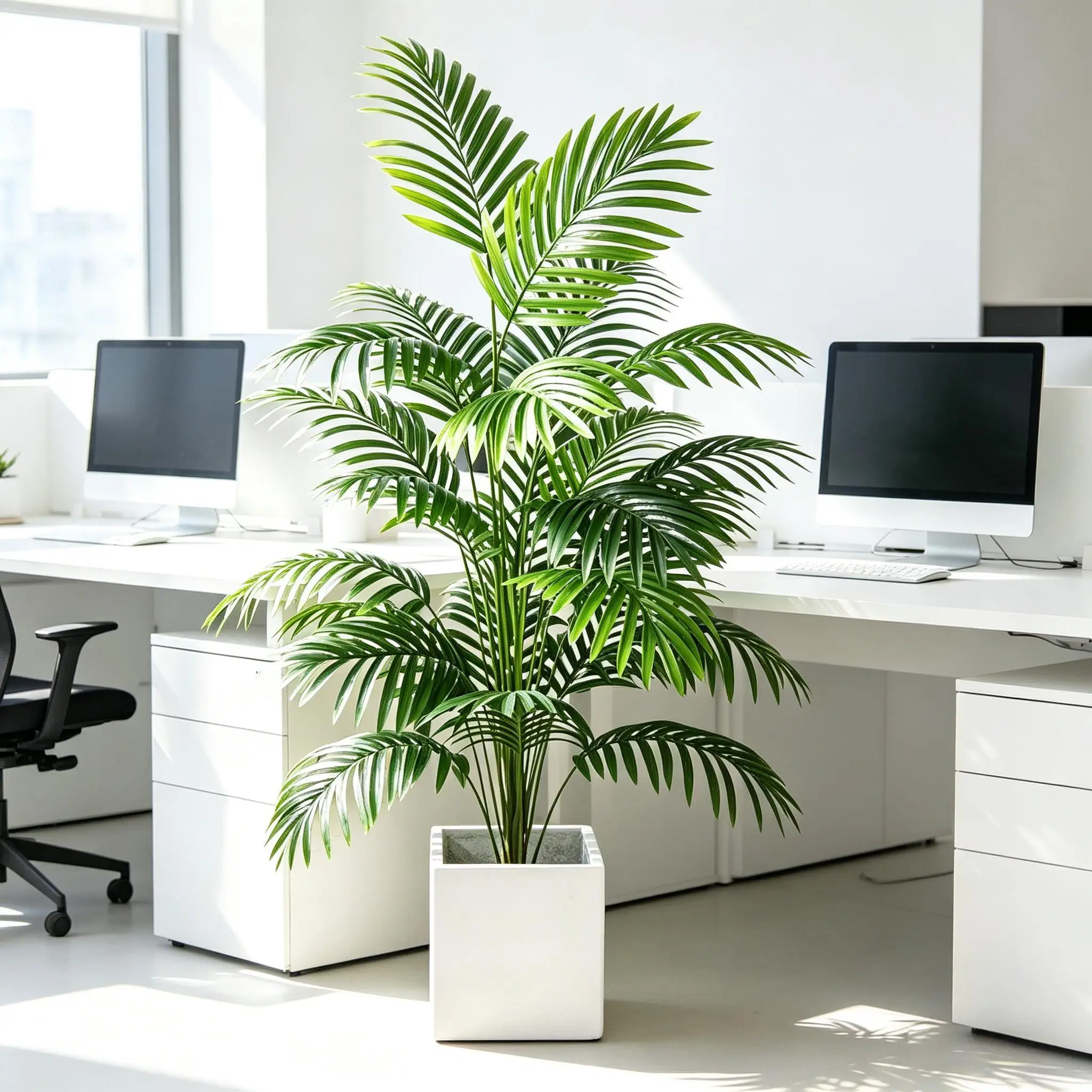 Palmera Areca Artificial en Maceta, Planta Verde de Plástico Falsa para Decoración de Interiores, Hogar, Jardín, Oficina, Fiestas