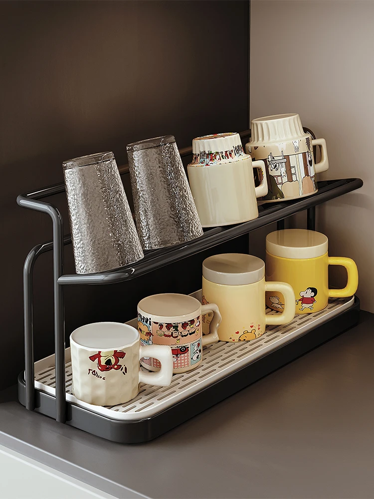 

Двухслойная чашка Ra Drenaage elf Настольная чашка для чая Кофейная чашка Держатель для хранения Кухонный шкаф Органайзер Пластиковый материал