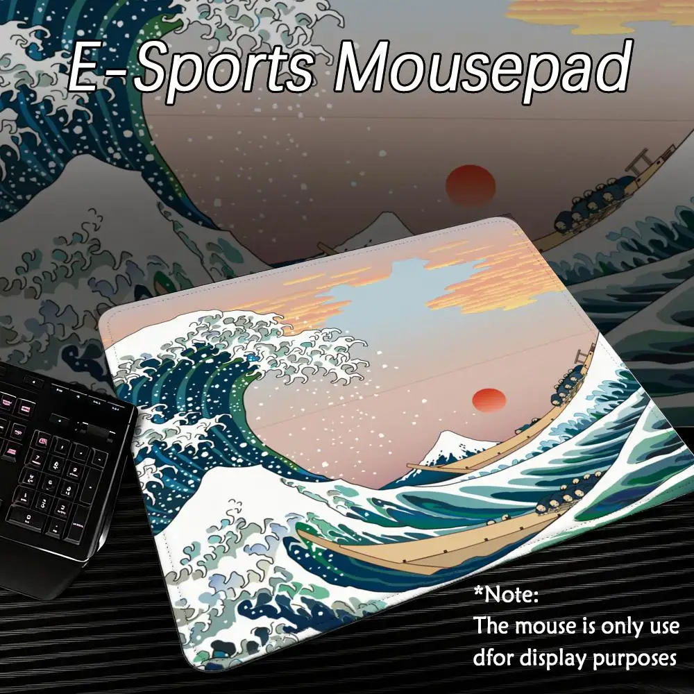 

Japan Waves Mouse Pad For FPS ESports Ultra Smooth Glide Professional Desktop Mat Gaming XXL Large Size 500X500MM