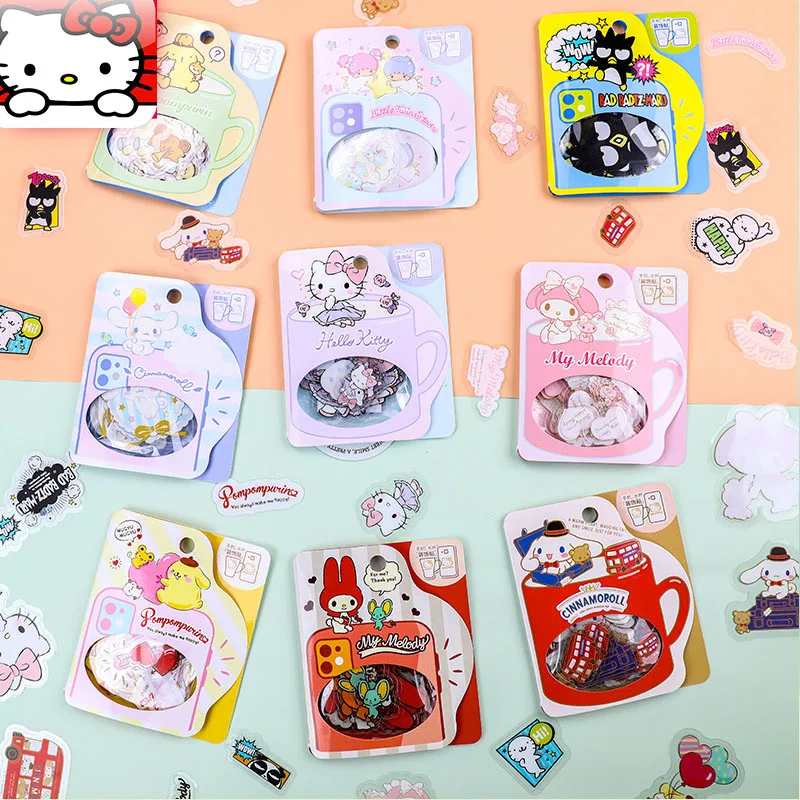 

Sanrio Stickers Hellokitty Mymelody Kuromi Cinnamoroll PVC Stickers Hand Account Material Sticker Pack DIY Decorative Stickers