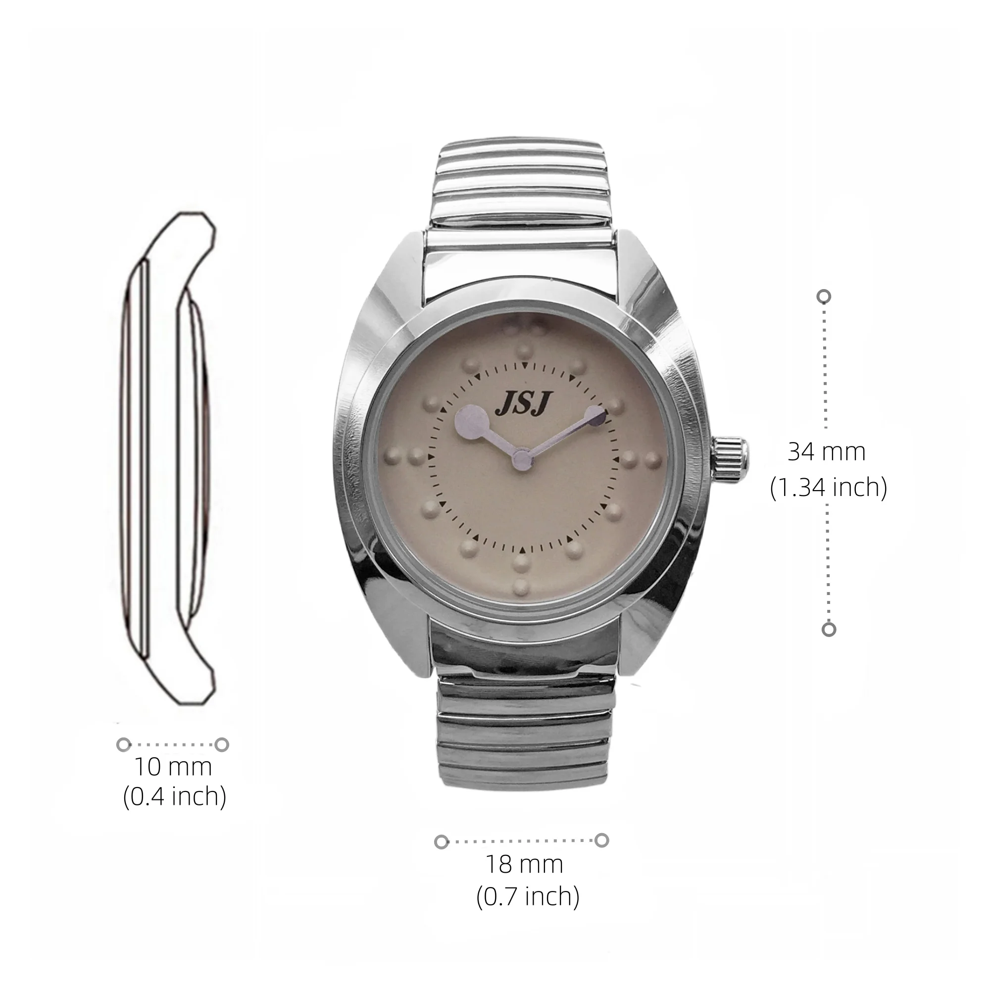 Braille Damen Taktile Uhr Expansion Band Rosa Zifferblatt