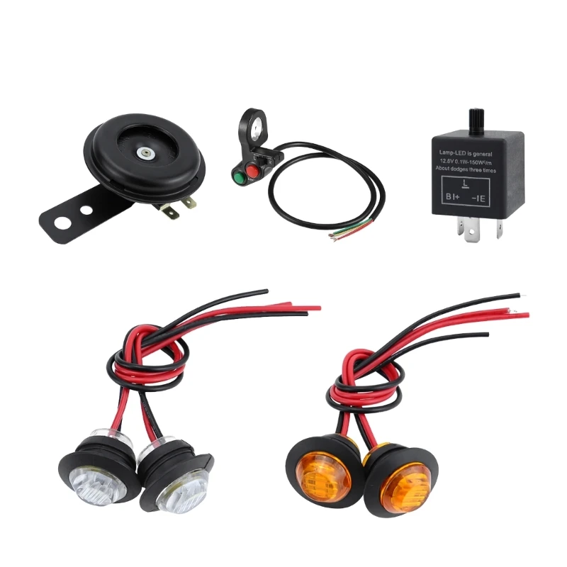 Y1UB DIYer Turn Horn For Motorcycles ATVs With LED Indicators Lights And Thumb Control, Easy Installation Features