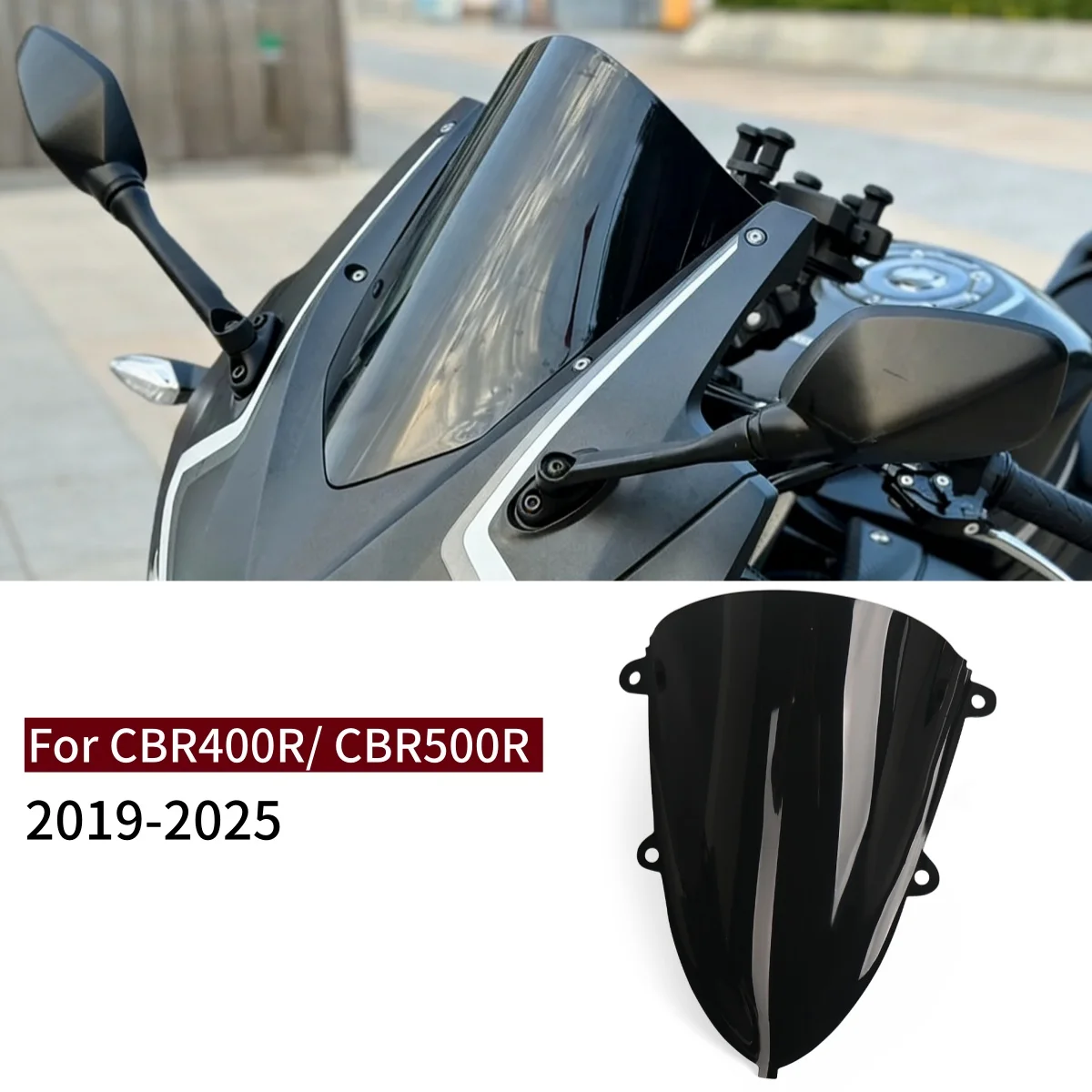 

Front Spolier For Honda CBR400R CBR500R 2019-2025 2024 CBR 400R 500R Moto Windshield Double Bubble Deflector CBR 400 R CBR 500 R