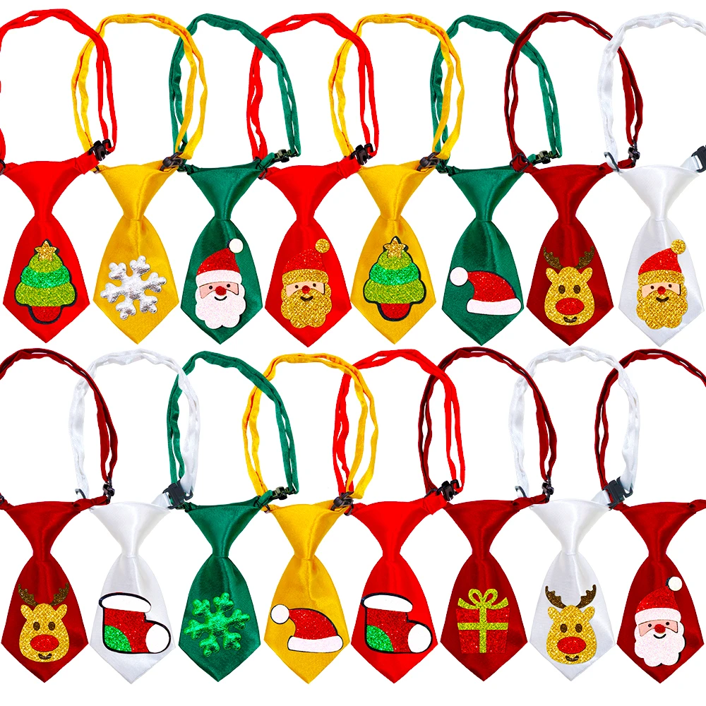 60PCS Christmas Decorate Pet Dog Neck Ties Adjustable Dog Ties for Xmas Pet Grooming Festival Gift for Puppy Pet Accessories