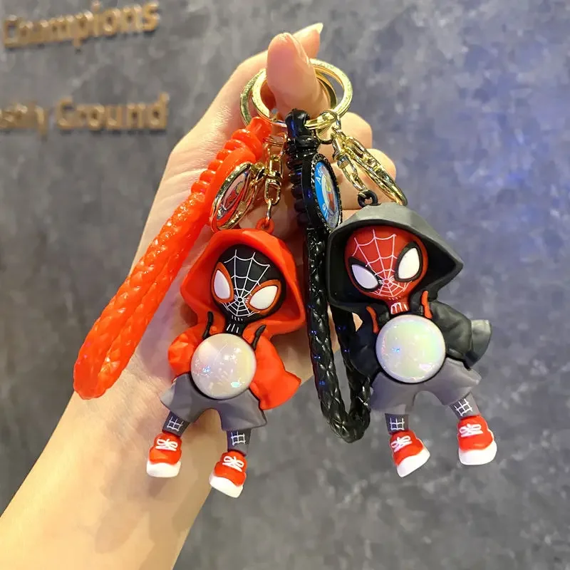 MINISO Anime Cartoon Marvel Spider-Man Plastic Car Keychain Fashion Men Women Bag Pendant Children Birthday Gift