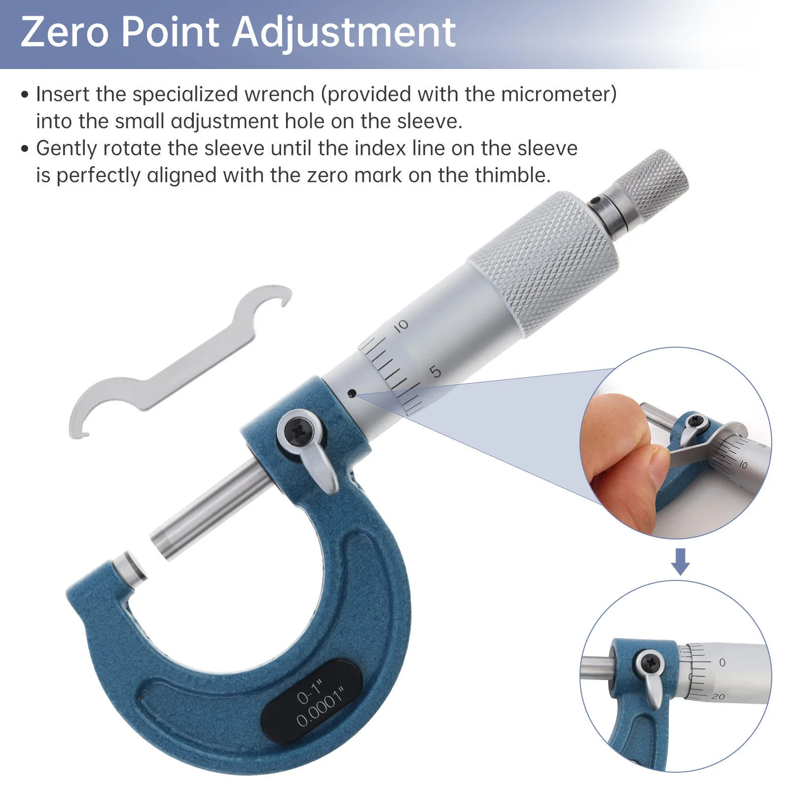 0-1 inch Outside Micrometer Measuring Gauging Tool Scale Mechanical Imperial Caliper Precision Micro Meter Ratchet Stop Tool