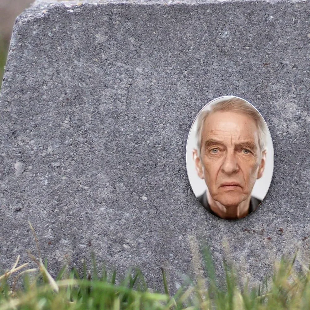 2D Flat Not 3D 1pc Custom Photo Memorial Headstone Tile Personalized Oval Cemetery Marker for Holidays Pet Memorial Decor