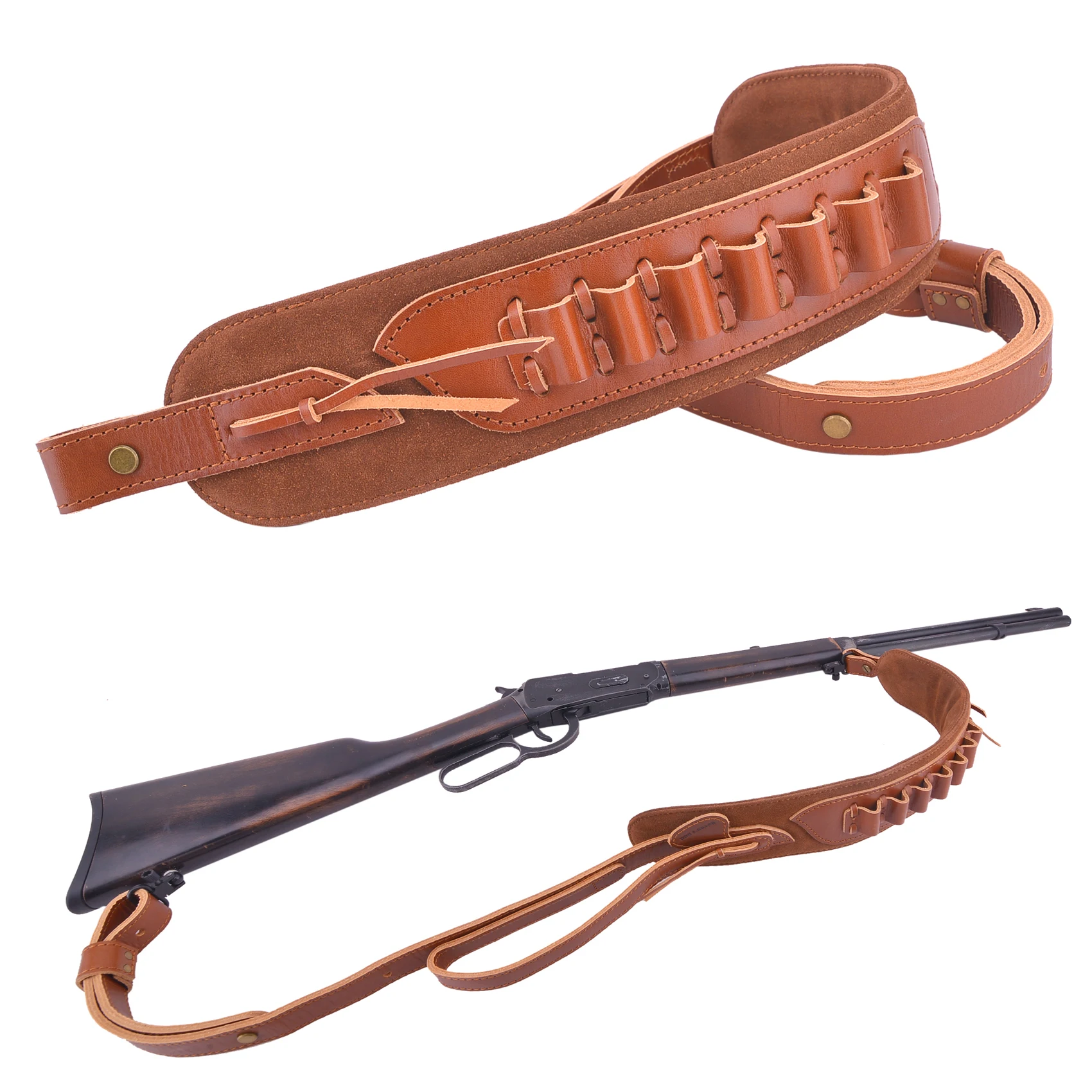 Wayne's Dog Top Grain With Suede Leather Gun Sling Rifle Strap for 410GA .357.30-30 .45-70 .22LR .22MAG 12GA .308 .44 16GA 20ga