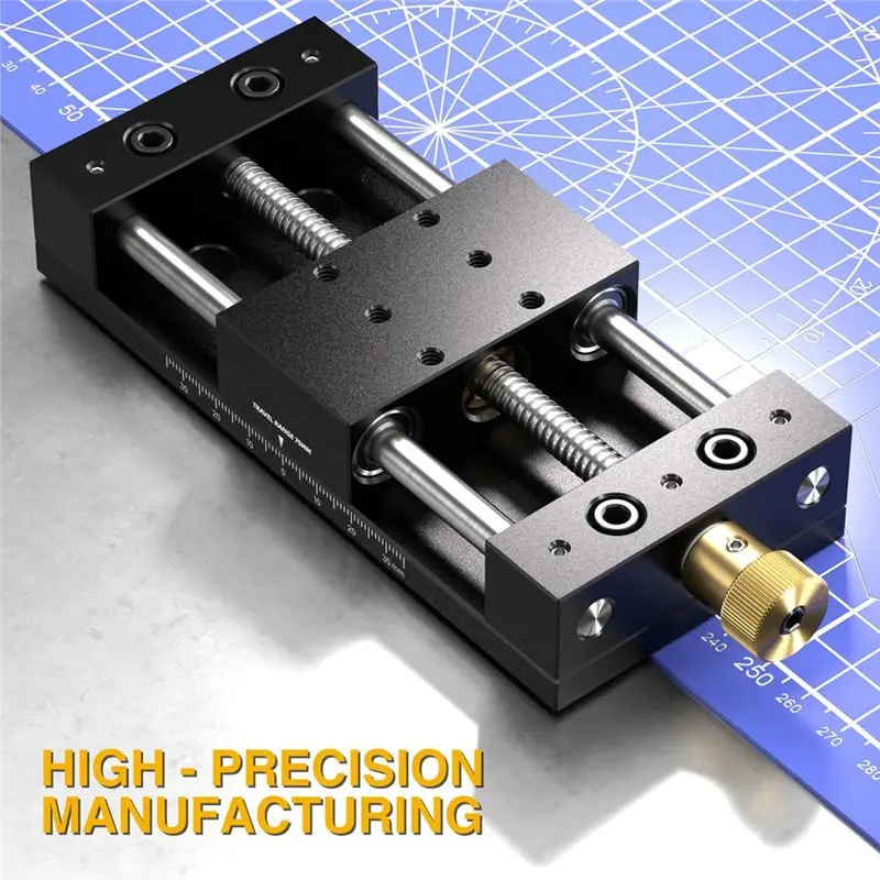 Manual Translation System Manual Linear Stage 75Mm Sliding Table Linear Rail Guide Alloy Slide Stage With Ruler And Base