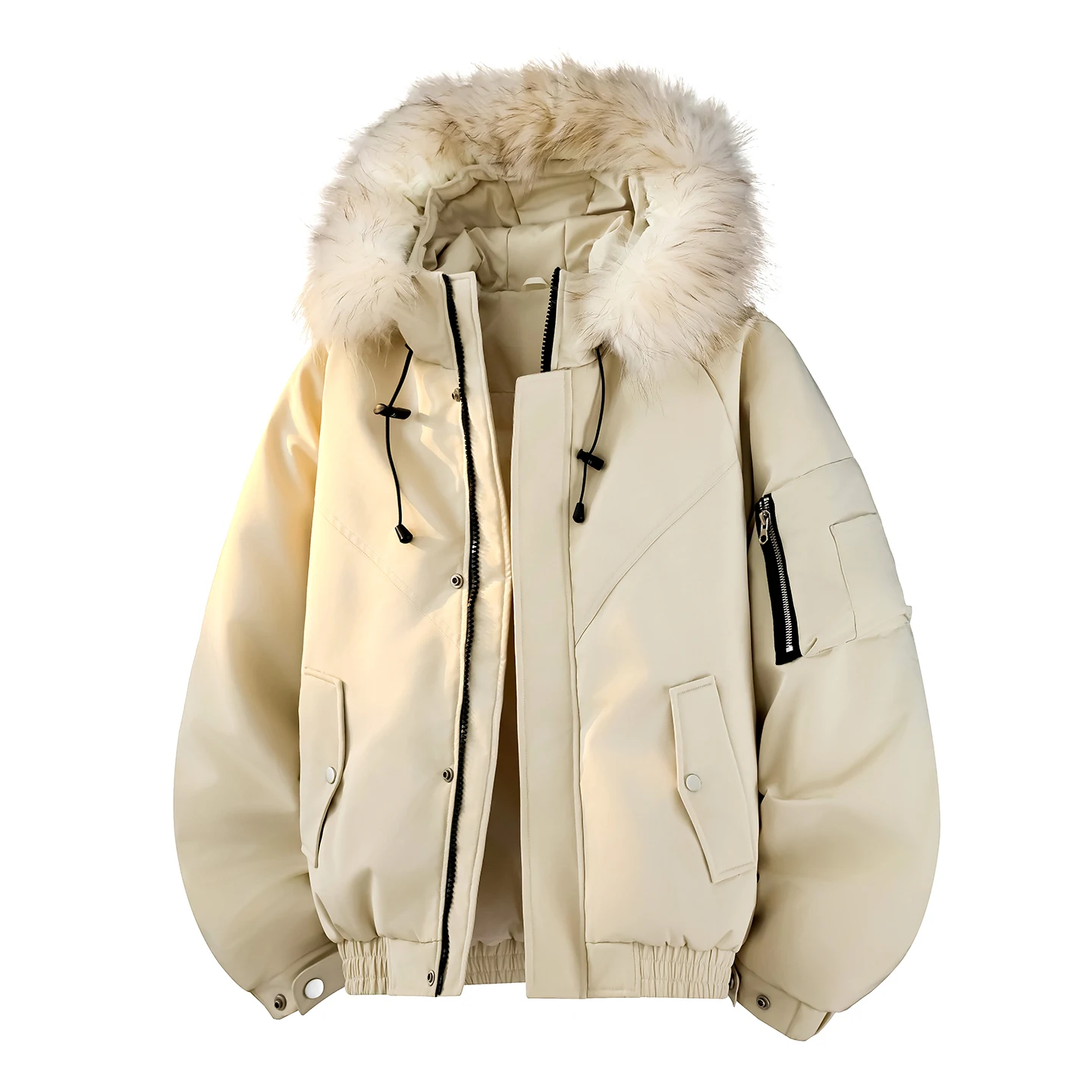 

Casual Warm Hooded Duck Down Jackets With Detachable Fur Collar 2025 Winter Men's Outdwear Windproof Thicken Parkas Puffer Coats