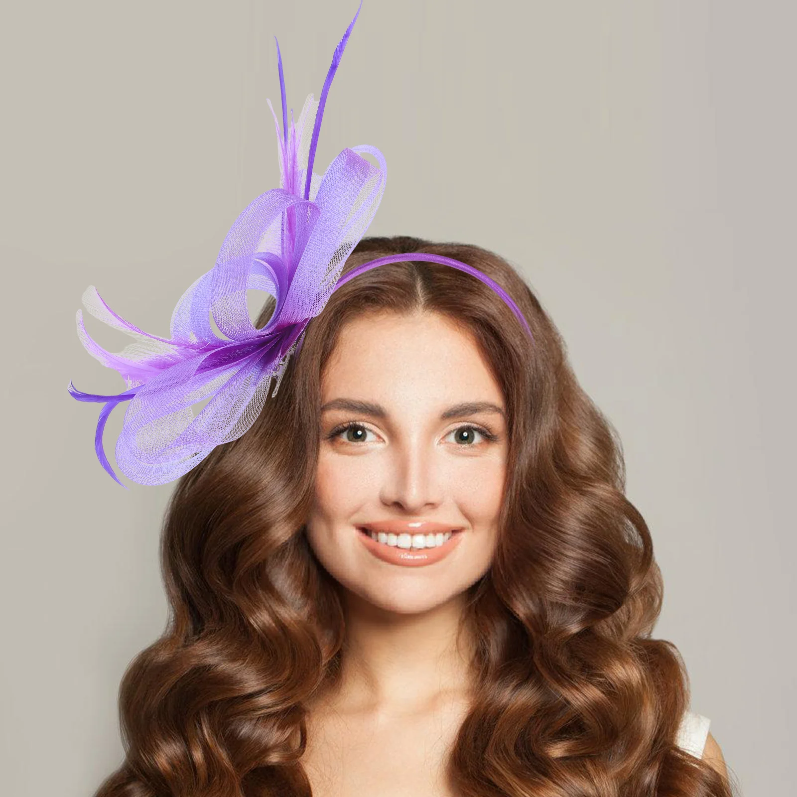 

1Set Hair Clip with Bowknot Plume Headpiece for Bridal Wedding Carnival Tea Party Daily Wear Women Girls Fashionable