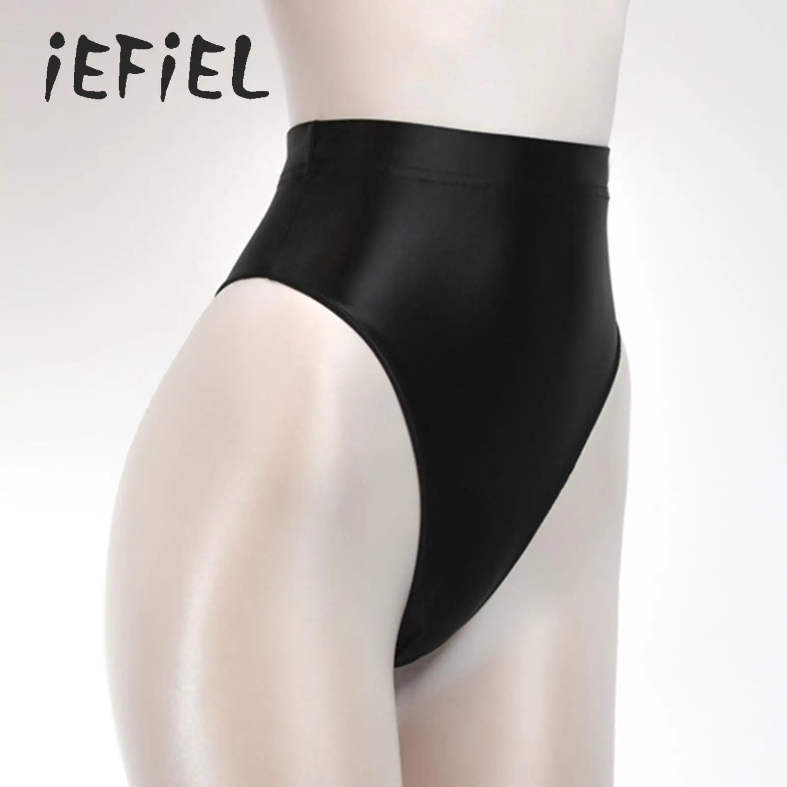 

High Waist Panties For Women Satin Glossy Breathable Underwear Thong Bikini Briefs Swimsuit Sexy Seamless Underpants Swimwear