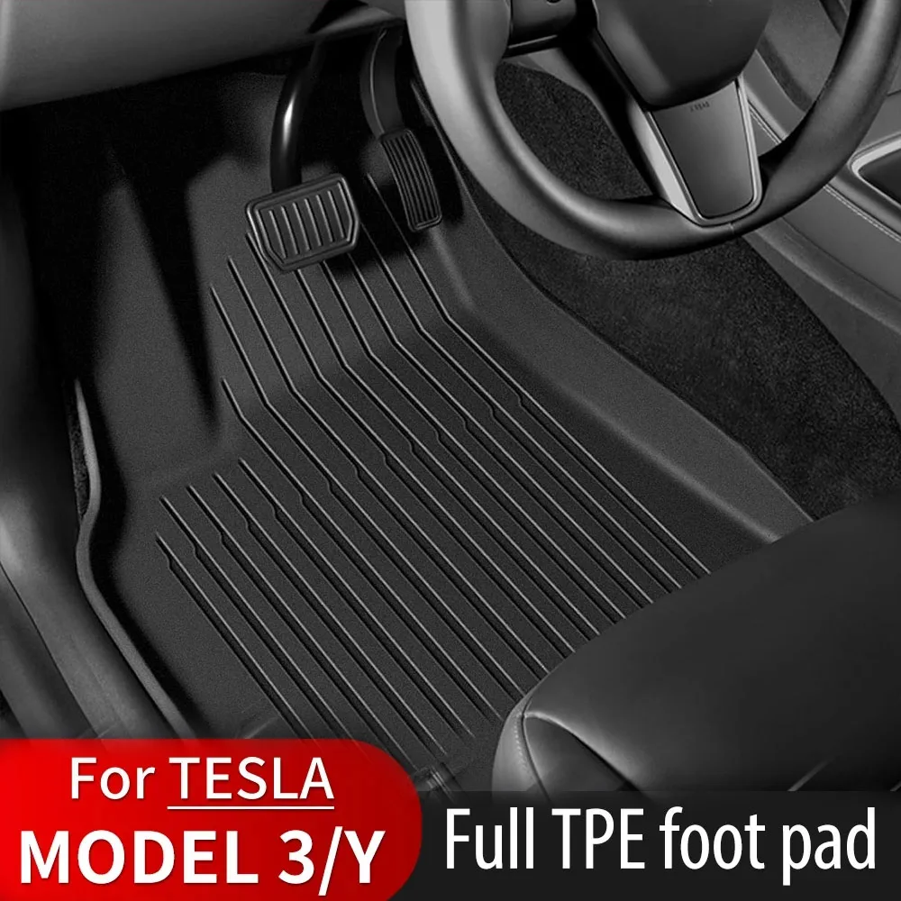 PECHAM For Tesla Floor Mats Model 3 Y 2019-2024 Car Four Seasons Waterproof Non-slip Floor Mat NEW TPE Special Car Accessories