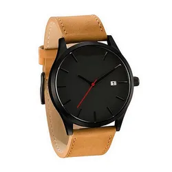 Couple Fashion Leather Band Analog Quartz Round Wrist Business men's watch