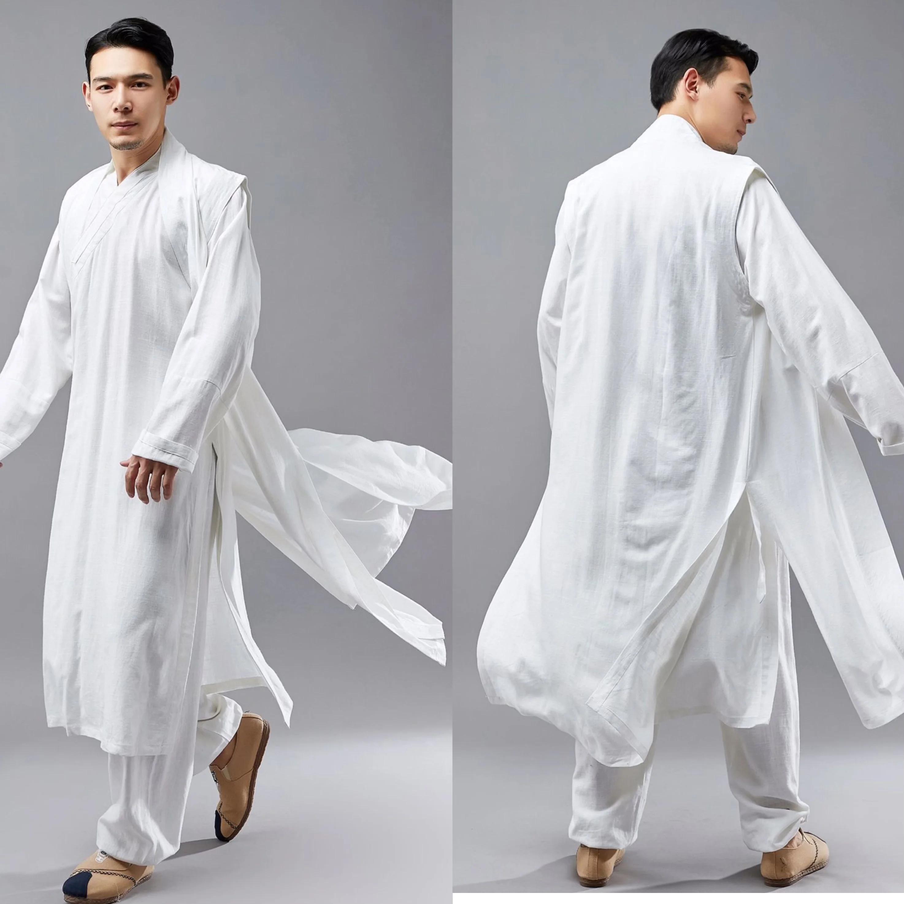 

Китайский мужской хлопковый льняной кардиган, древние ретро пуговицы, топы ханьфу, повседневные топы больших размеров, халат Xl, рубашка с воротником-стойкой Тан