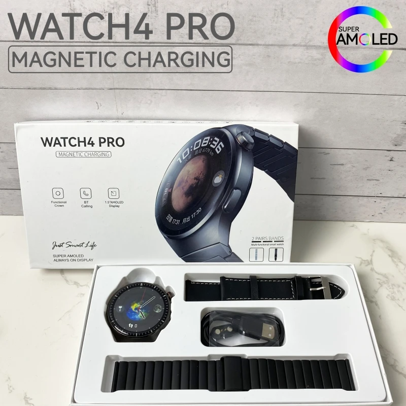 New Arrivals watch 4 pro Smartwatch For Men Round Screen Heart Rate Wireless Charger Waterproof Watch4 Pro Reloj Inteligente