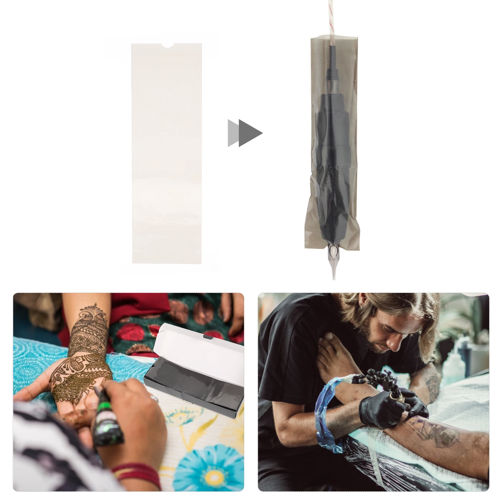 

200 Pcs Disposable Clip Cord Bags Tattoo Machine Prevent Ink Splashing Cross Contamination Protective Covers Storage Sleeves