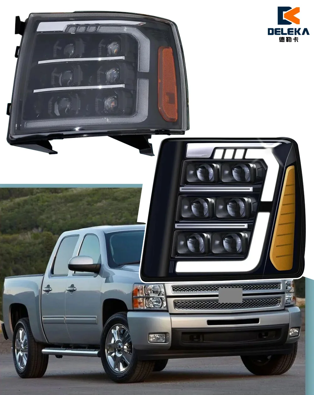 Suitable for 2007-2014 Silverado Full LED Headlights (12V)