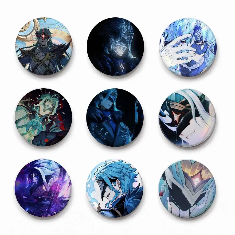 A-Dottores- Ges-ns-shins- Round Button Badge Pin Set Anime Cartoon Game Music Cool Fashion Brooch For Backpack Clothes Hat