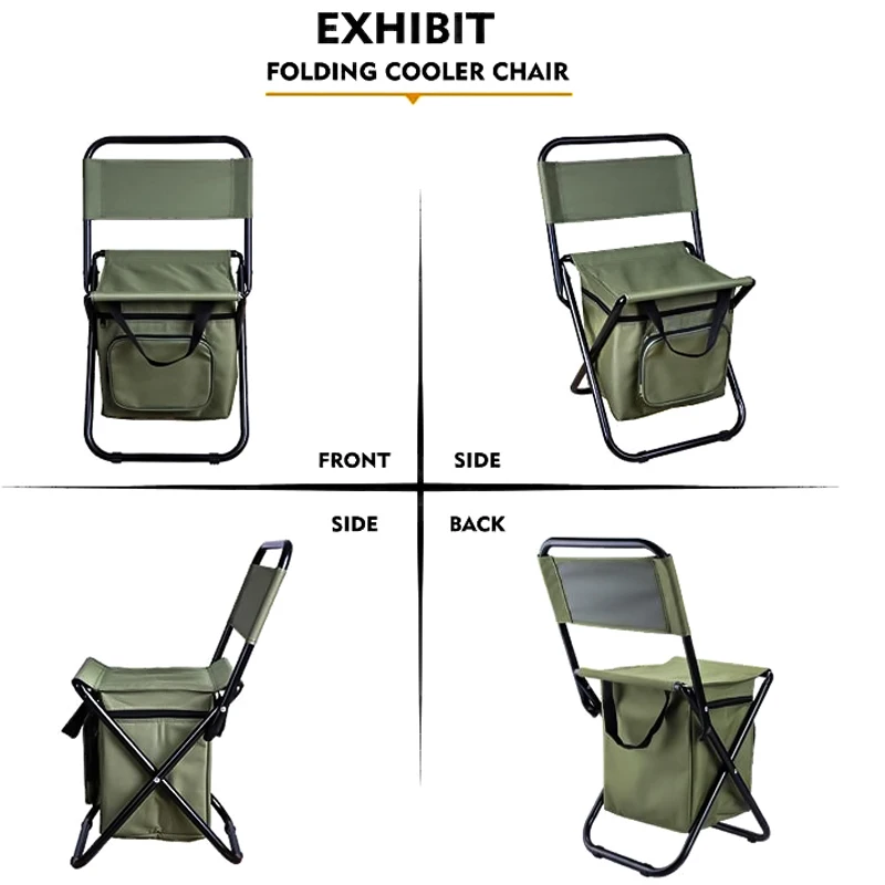 Multifunctional Fishing Chair with Cooler Bag Compact Folding Camping Stool Portable Insulated Cooler Picnic Bag Chair