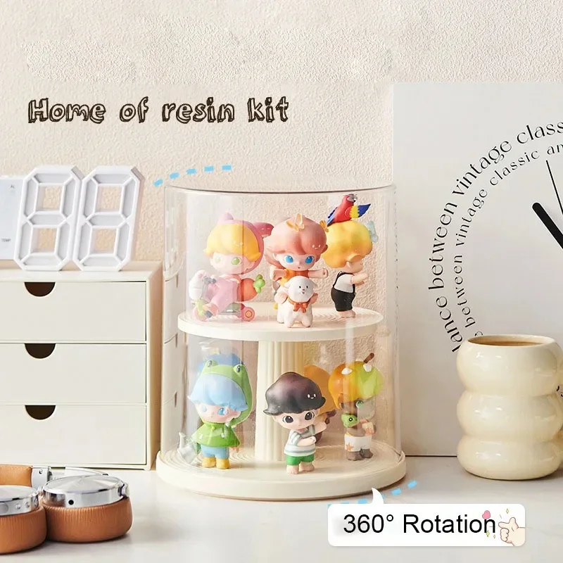 

360° Rotation Blind Box Doll Storage Display Rack Action Figures Display Box Storage Box Dustproof Anime Display Showcase