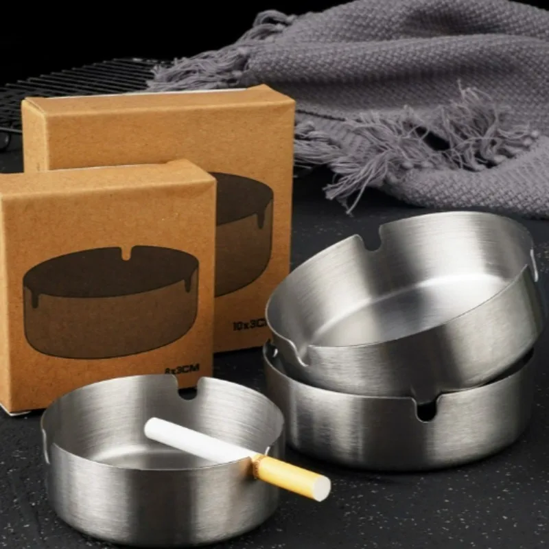 1/6x Edelstahl Aschenbecher Metall Zigarette Asche Ablage Runde Verdickte Aschenbecher Tragbare Tisch Aschenbecher für Bar Büro