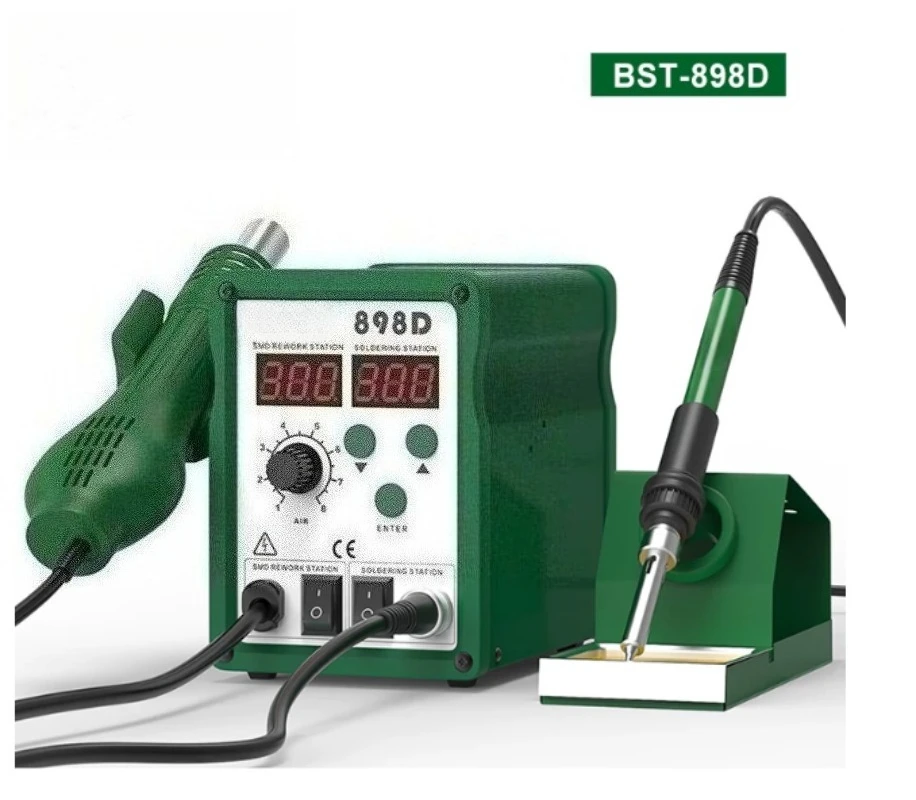 2 In 1 LED Display Lead Free Rework Station Hot Air Gun Soldering Iron For SMD BGA PCB Repair Welding